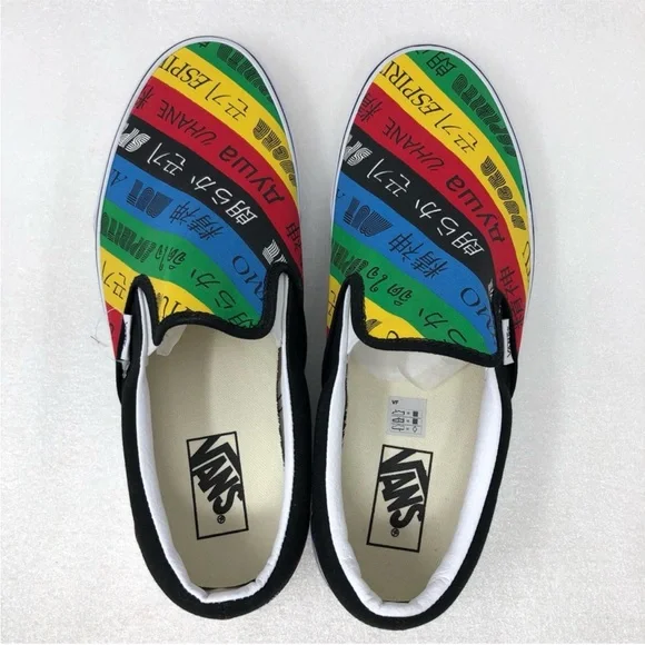 VANS Sneakers Spirit Design Slip-On Colorful Language Print Men’s Size 10.5 - Picture 3 of 12